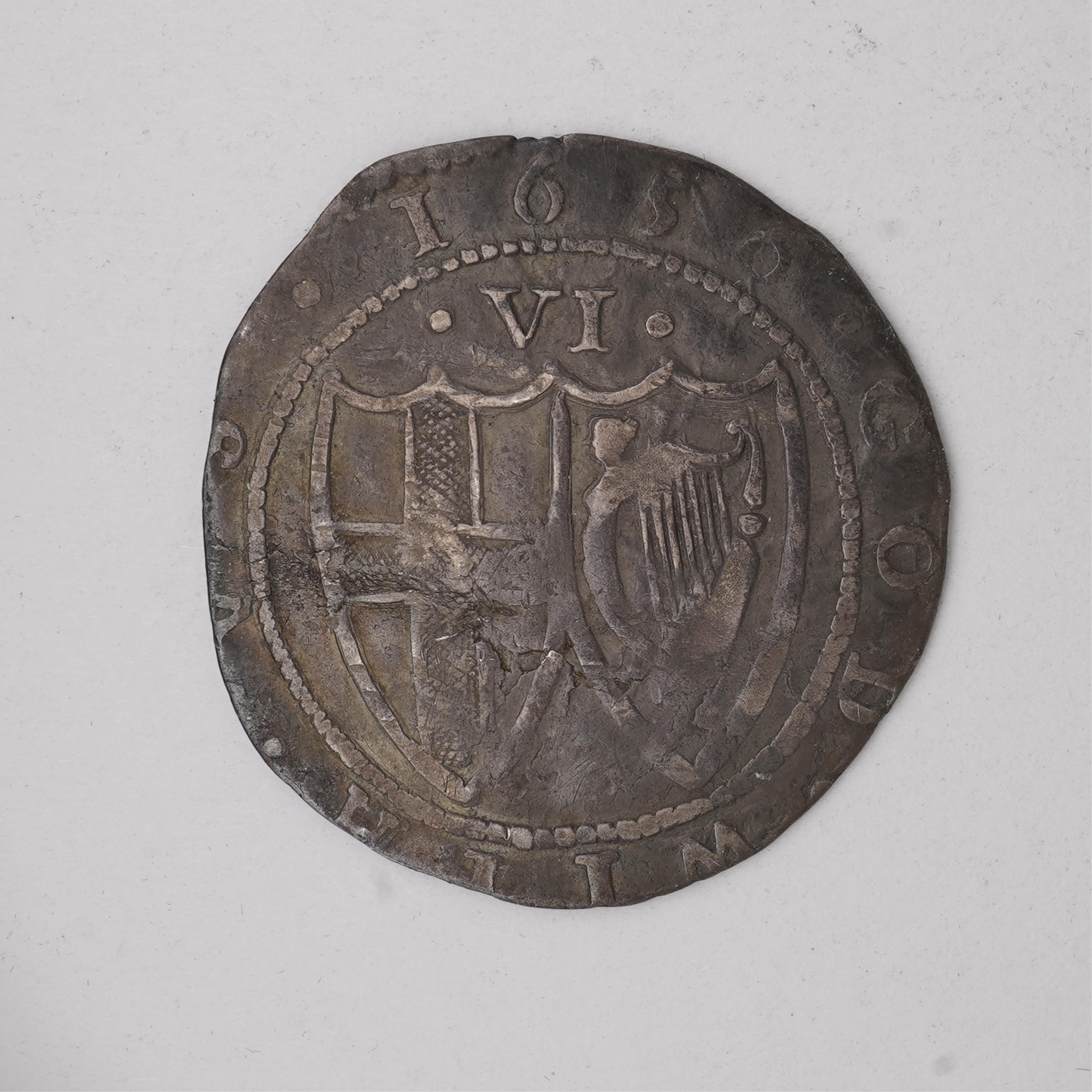British hammered coins, Commonwealth (1649-60), silver sixpence, 1656, flaking to obv. otherwise about VF, ex. Coincraft